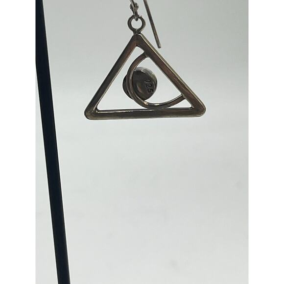 Sterling Silver Triangle 6-7mm Cultured Pearls Modern Geometric Drop Earrings - Picture 3 of 8